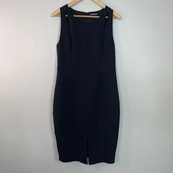 Express Sheath Dress 10 Black Sleeveless Stretch Knee-Length Women's